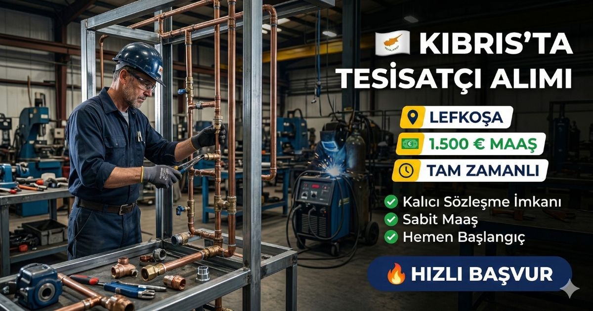 Kıbrıs Lefkoşa’da Tesisatçı Alımı – 1.500 € Maaş – Tam Zamanlı