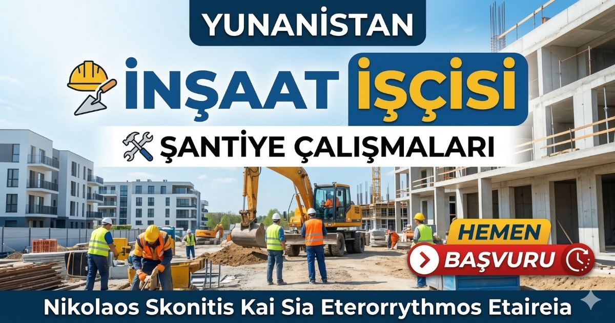 Yunanistan Atina’da İnşaat İşçisi Alımı | Şantiye Yardımcısı | Telefon ve E-posta ile Başvuru