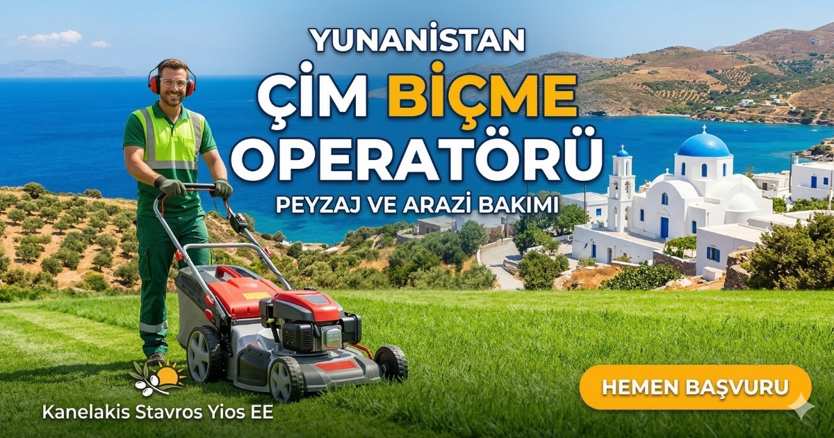 Yunanistan Alexandroupoli’de Çim Biçme Makinesi Operatörü Alımı | Peyzaj ve Arazi Çalışmaları | Telefon ve E-posta ile Başvuru