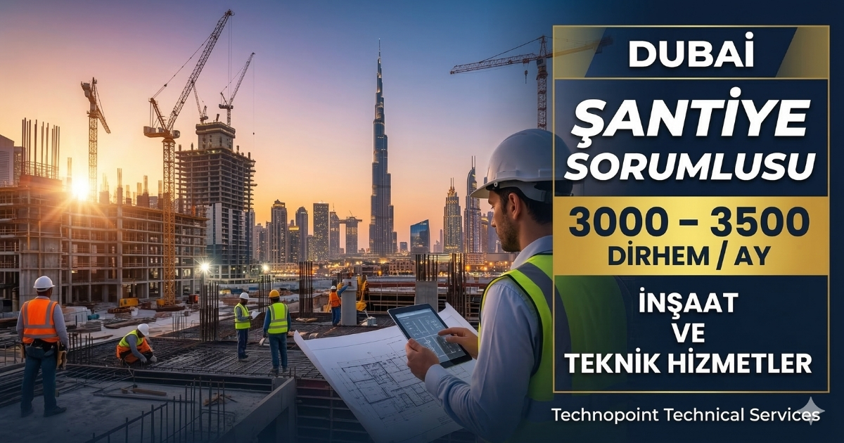 Dubai’de Şantiye Sorumlusu Alımı | Maaş: 3000 – 3500 Dirhem | WhatsApp ile Başvuru