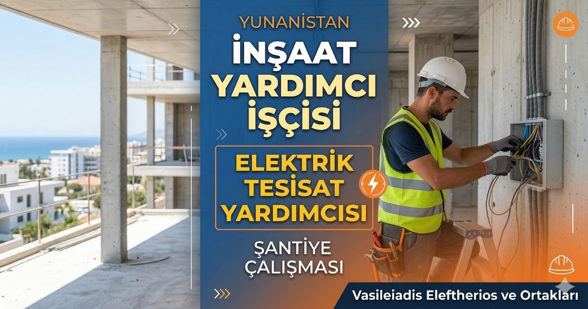 Yunanistan Siros’ta Elektrik ve Tesisat Yardımcısı Alımı | İnşaat Sektörü | Telefon veya E-posta ile Hemen Başvur