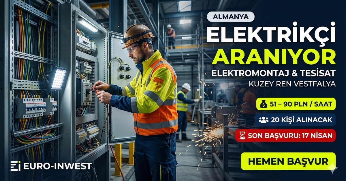 Almanya’da Elektrikçi / Elektromontaj Ustası Alımı | İnşaat & Elektrik Sektörü | Telefon veya E-posta ile Hemen Başvur
