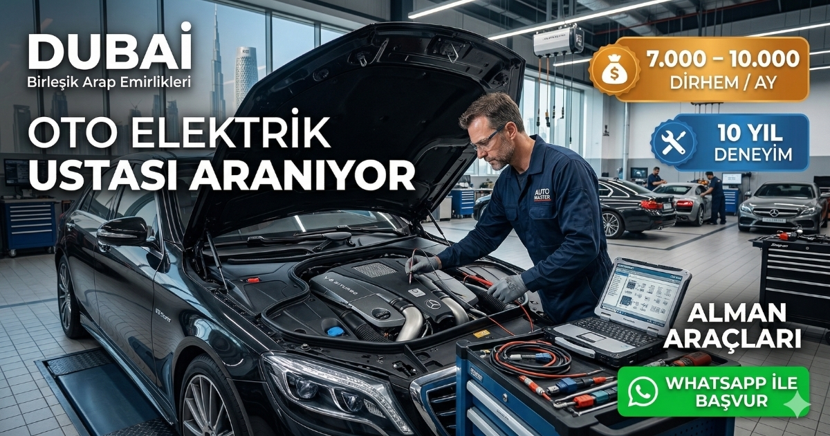 Dubai’de Kıdemli Oto Elektrik Ustası Alımı | Alman Araçları Uzmanı | WhatsApp ile Hemen Başvur