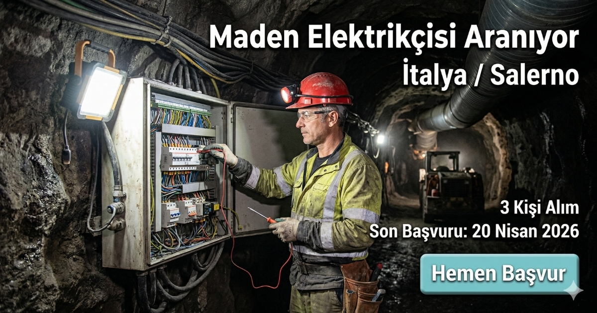 İtalya Salerno’da Maden Elektrikçisi Alımı | Elektrik Sektörü | E-posta ve Telefon ile Hemen Başvur