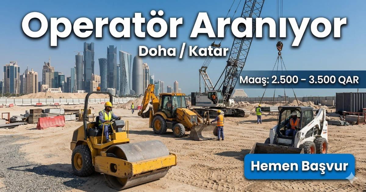 Katar Doha’da Operatör Alımı (Silindir, Kazıcı Yükleyici, Yükleyici, Vinç) | İnşaat Sektörü | WhatsApp ile Hemen Başvur