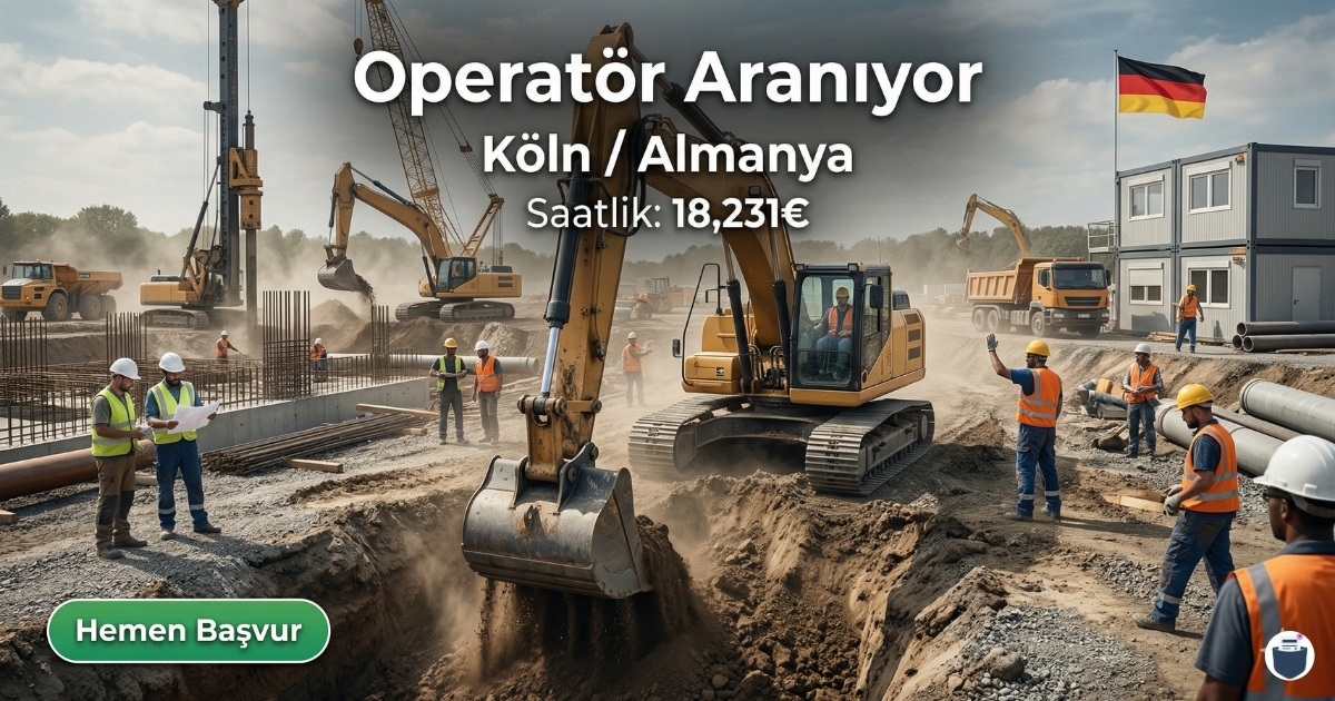 Almanya Köln’de Ekskavatör Operatörü Alımı | İnşaat Sektörü | E-posta ve Telefon ile Hemen Başvur